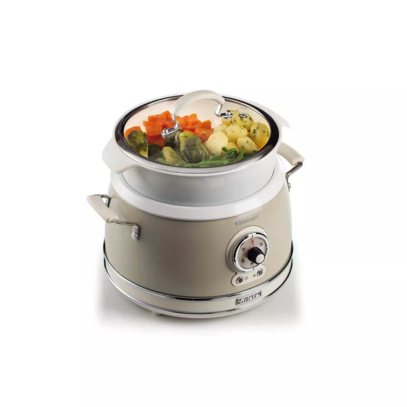 Ariete 2904 Panela de arroz – Panela de arroz elétrica com tigela de cerâmica – Sushi caseiro – Multicozinha – Linha Vintage – 3,5 L – 650 W – Bege
