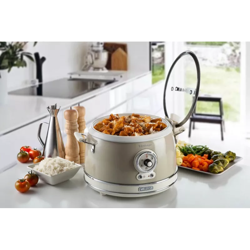 Ariete 2904 Panela de arroz – Panela de arroz elétrica com tigela de cerâmica – Sushi caseiro – Multicozinha – Linha Vintage – 3,5 L – 650 W – Bege