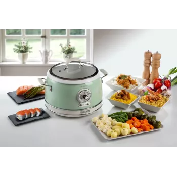 Ariete 2904 Panela de arroz – Panela de arroz elétrica com tigela de cerâmica – Sushi caseiro – Multicozinha – Linha Vintage – 3,5 L – 650 W – Verde
