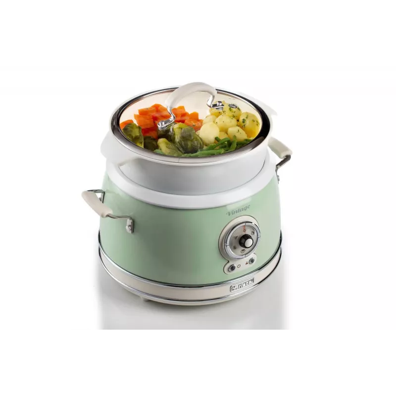 Ariete 2904 Panela de arroz – Panela de arroz elétrica com tigela de cerâmica – Sushi caseiro – Multicozinha – Linha Vintage – 3,5 L – 650 W – Verde