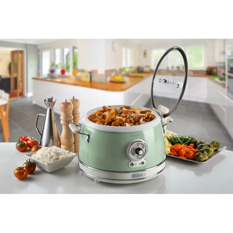 Ariete 2904 Panela de arroz – Panela de arroz elétrica com tigela de cerâmica – Sushi caseiro – Multicozinha – Linha Vintage – 3,5 L – 650 W – Verde