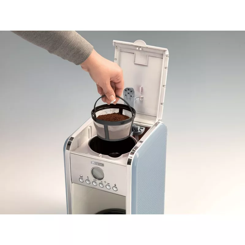 Ariete 1342 Máquina de café americano, jarro de vidro temperado, até 12 chávenas, temporizador programável de 24 horas, ecrã LCD, desligamento automático, 2000 W, plástico, azul