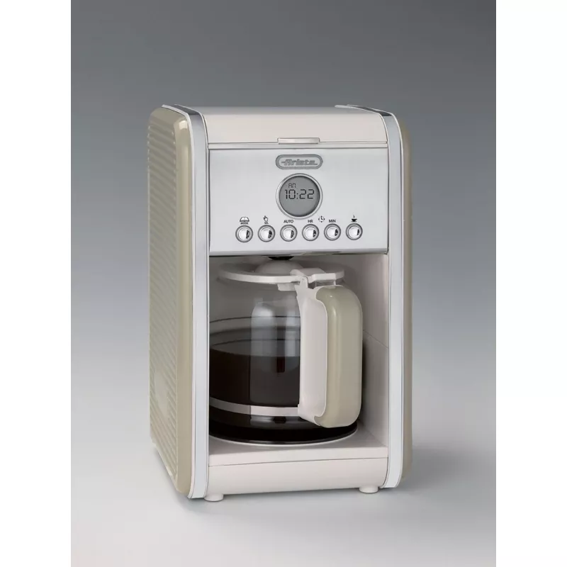Ariete 1342 Máquina de café americano, jarro de vidro temperado, até 12 chávenas, temporizador programável de 24 horas, ecrã LCD, desligamento automático, 2000 W, plástico, bege