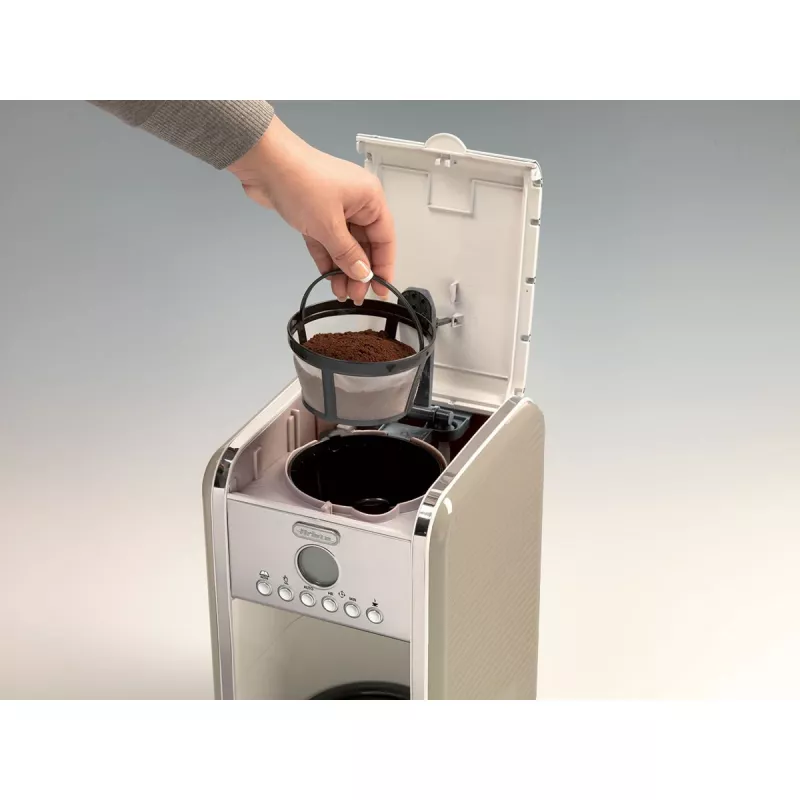 Ariete 1342 Máquina de café americano, jarro de vidro temperado, até 12 chávenas, temporizador programável de 24 horas, ecrã LCD, desligamento automático, 2000 W, plástico, bege