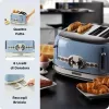 Torradeira Ariete 156 4 fatias Vintage, 1600 Watt, 6 níveis de tostagem, aço inoxidável lacado em azul pastel, sem cestos para sanduíches. Azul