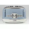 Torradeira Ariete 156 4 fatias Vintage, 1600 Watt, 6 níveis de tostagem, aço inoxidável lacado em azul pastel, sem cestos para sanduíches. Azul