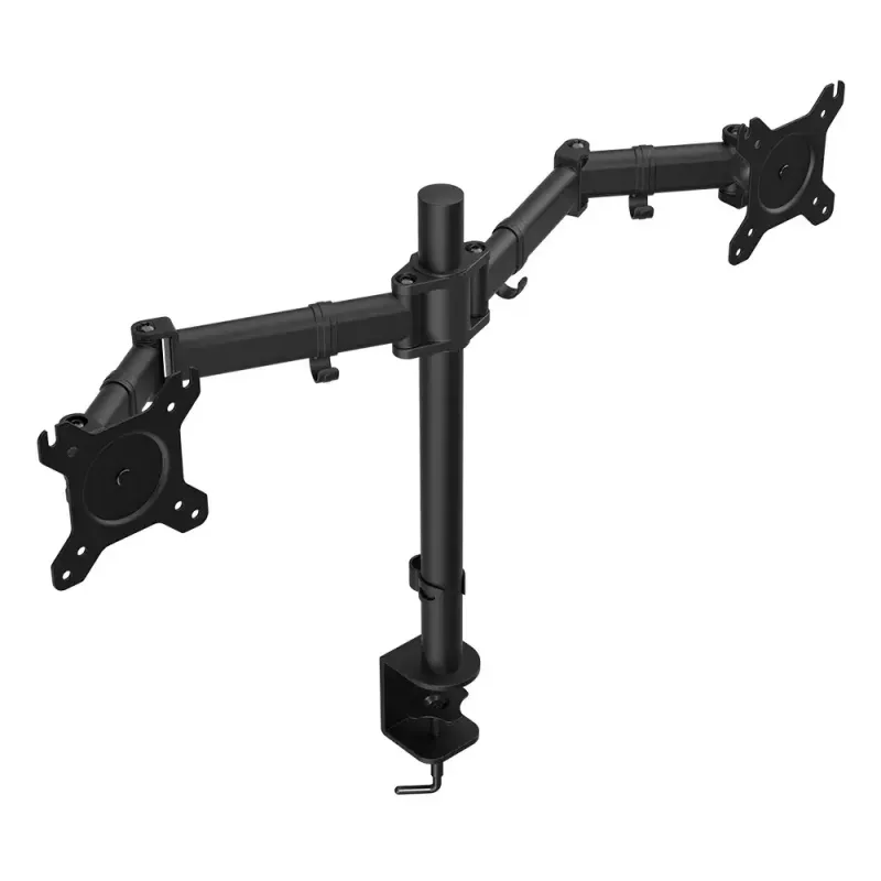 Suporte para monitor ENDORFY Atlas Double para 2 ecrãs 68,6 cm (27 polegadas), fixação por grampo, VESA 75x75–100x100, máx. 8 kg por ecrã, preto