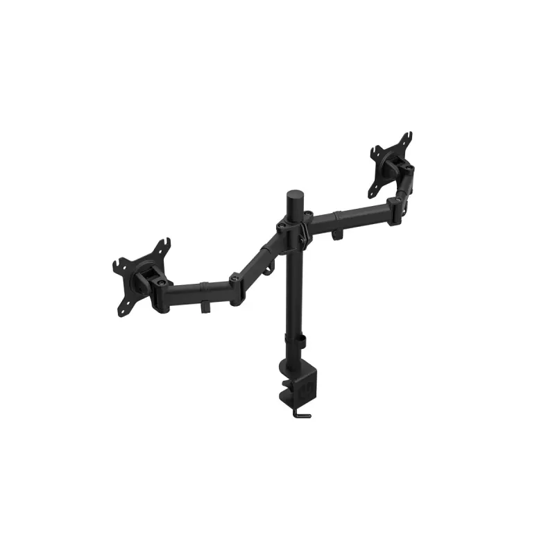 Suporte para monitor ENDORFY Atlas Double para 2 ecrãs 68,6 cm (27 polegadas), fixação por grampo, VESA 75x75–100x100, máx. 8 kg por ecrã, preto