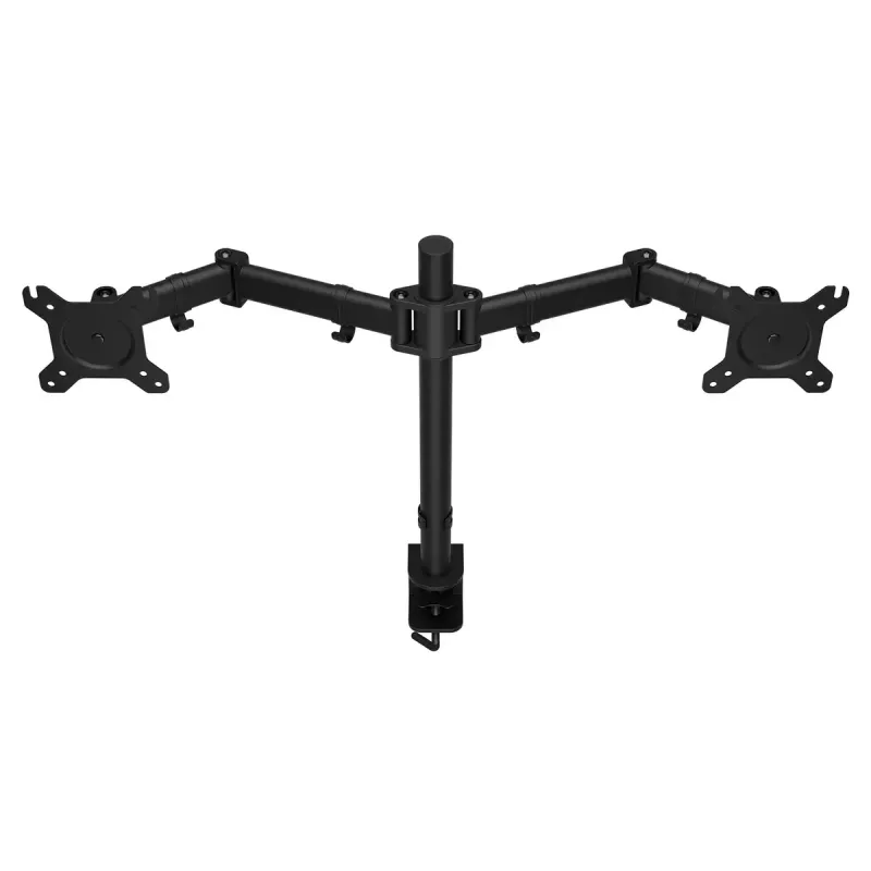 Suporte para monitor ENDORFY Atlas Double para 2 ecrãs 68,6 cm (27 polegadas), fixação por grampo, VESA 75x75–100x100, máx. 8 kg por ecrã, preto