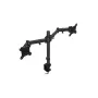 Suporte para monitor ENDORFY Atlas Double para 2 ecrãs 68,6 cm (27 polegadas), fixação por grampo, VESA 75x75–100x100, máx. 8 kg por ecrã, preto