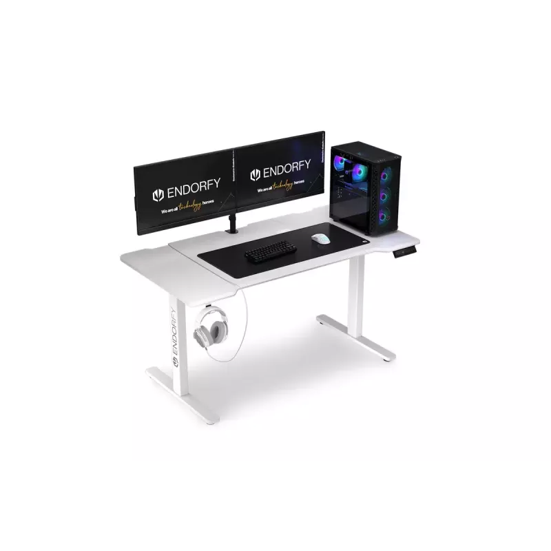 Secretária reta ENDORFY Atlas L Electric branco 1500x780x720 mm