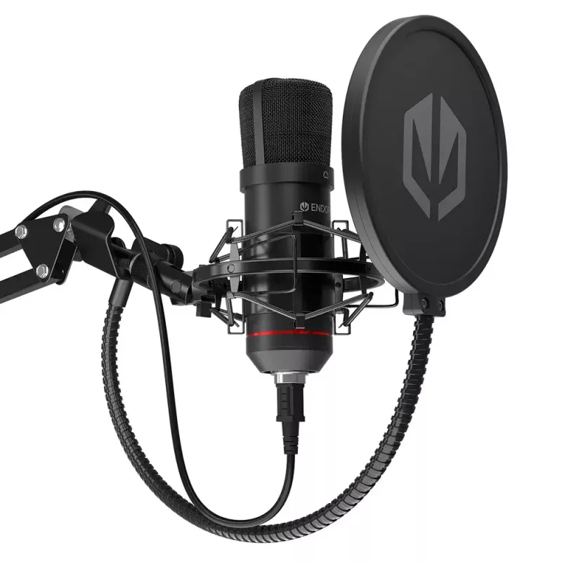 Microfone para PC ENDORFY Solum — microfone USB-C com fio, padrão cardioide, 16 bits/48 kHz, 18–21000 Hz, tripé de mesa, cabo de 2,9 m, saída para auscultadores, filtro pop