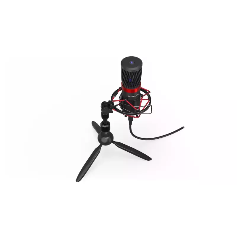 Microfone para PC ENDORFY Solum Streaming T — cabo USB, 24 bits/48 kHz, 18–21000 Hz, tripé de mesa, saída para auscultadores, preto