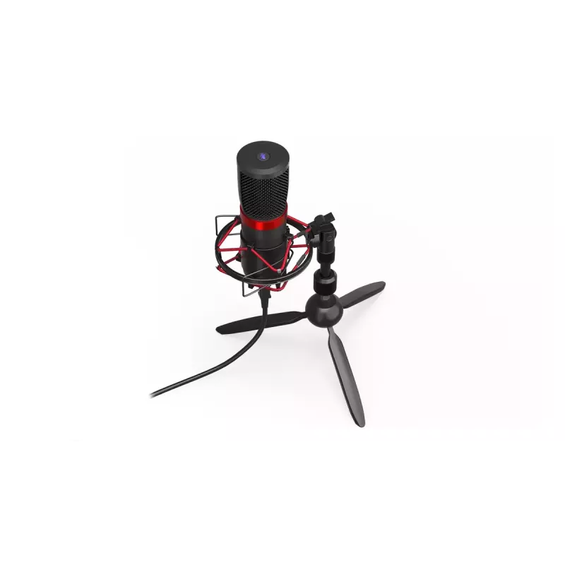 Microfone para PC ENDORFY Solum Streaming T — cabo USB, 24 bits/48 kHz, 18–21000 Hz, tripé de mesa, saída para auscultadores, preto