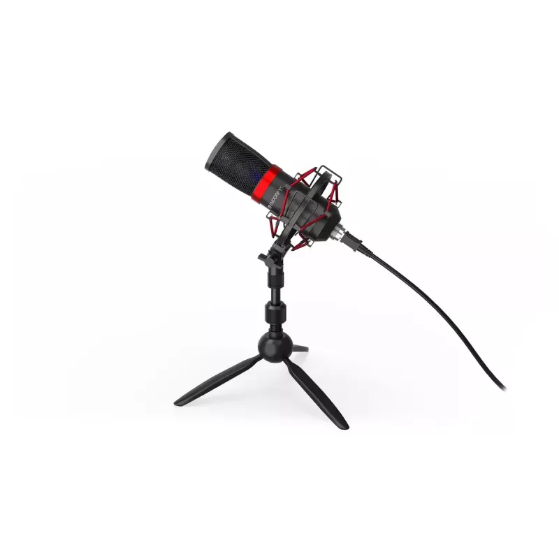 Microfone para PC ENDORFY Solum Streaming T — cabo USB, 24 bits/48 kHz, 18–21000 Hz, tripé de mesa, saída para auscultadores, preto