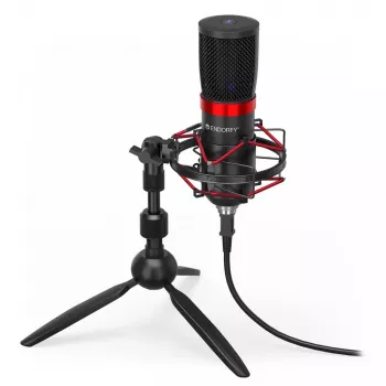 Microfone para PC ENDORFY Solum Streaming T — cabo USB, 24 bits/48 kHz, 18–21000 Hz, tripé de mesa, saída para auscultadores, preto