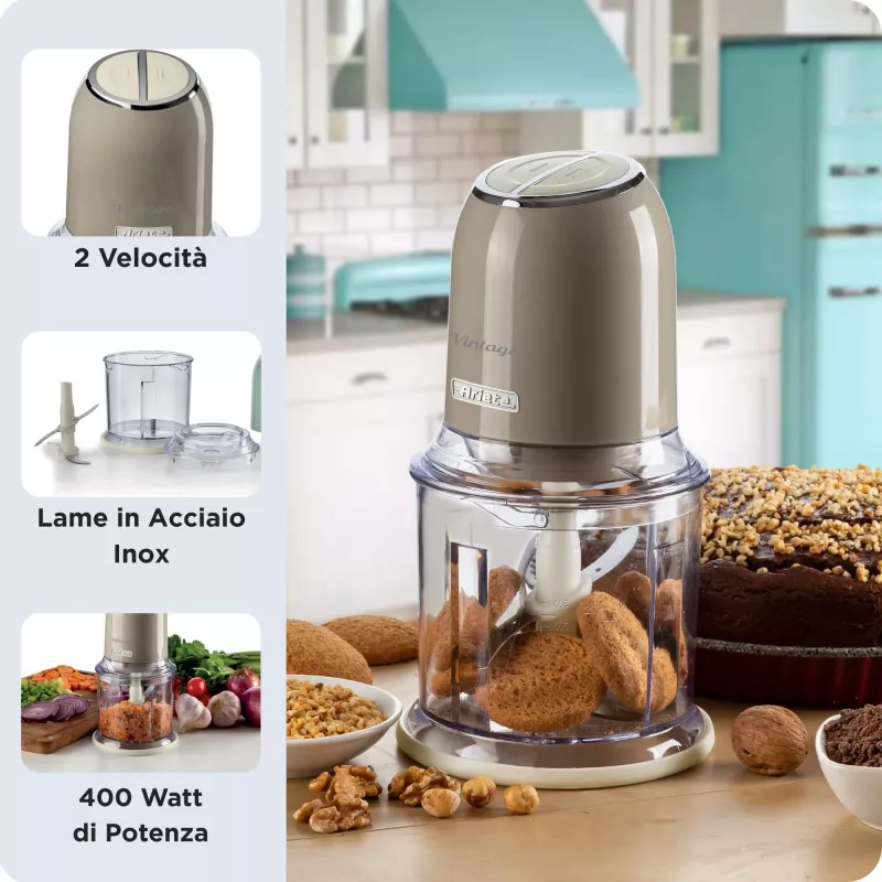Ariete 438 Vintage picadora 0438CR, 0,6 l, 400 W, creme/bege