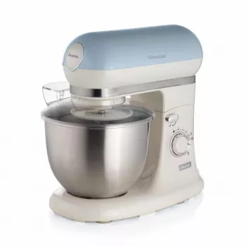Batedeira Ariete 1588 Vintage, batedeira planetária para pão, pizza, bolos e pastelaria, capacidade de 5,5 l, 7 velocidades, 2400 Watt, azul pastel