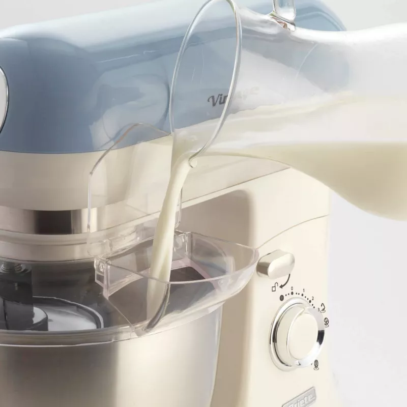 Batedeira Ariete 1588 Vintage, batedeira planetária para pão, pizza, bolos e pastelaria, capacidade de 5,5 l, 7 velocidades, 2400 Watt, azul pastel