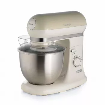 Batedeira Ariete 1588 Vintage, batedeira planetária para pão, pizza, bolos e pastelaria, capacidade de 5,5 L, 7 velocidades, 2400 Watt, bege pastel