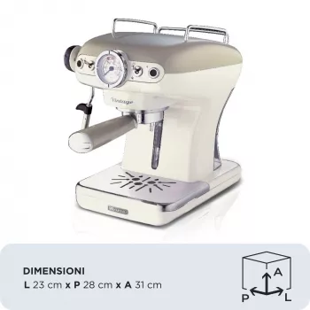 Máquina de café expresso Ariete 1389 Vintage - máquina de café expresso para café moído ou cápsulas ESE, cor bege pastel
