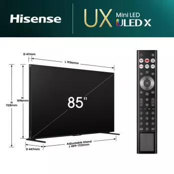 Televisor Hisense 85UXNQ 2,16 m (85 polegadas) 4K Ultra HD Smart TV Wi-Fi preto, cinzento 700 cd/m²