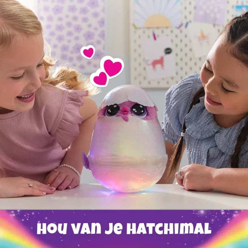 Hatchimals Alive Mystery Hatch Pufficorn Spinmaster pilha AA rosa branco