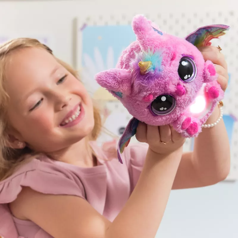 Hatchimals Alive Mystery Hatch Pufficorn Spinmaster pilha AA rosa branco