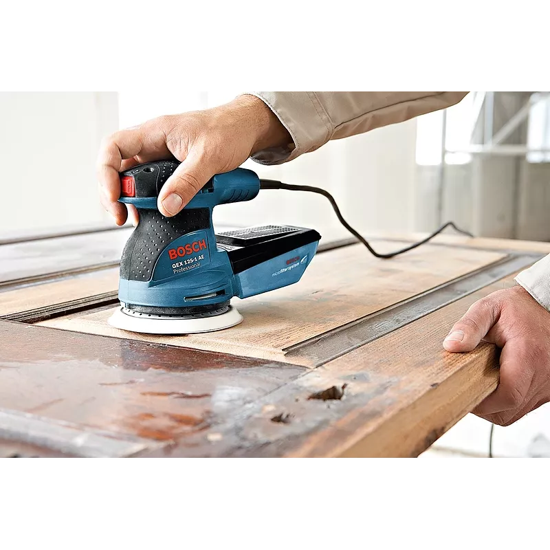 Bosch GEX 125-1 AE Professional lixadeira excêntrica, 250 W, 125 mm, 12000 rpm, órbita de 2,5 mm, com mala, azul/preto