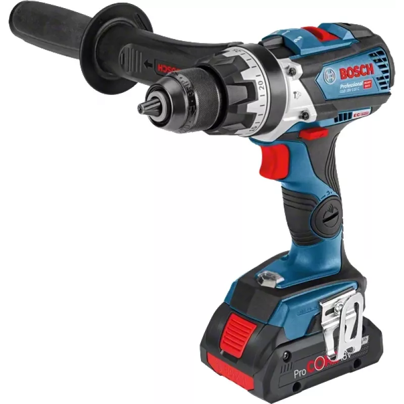 Bosch Professional GSB 18V-110 C berbequim de percussão sem fios, 18 V, 2100 rpm, 2x ProCORE18V 4,0 Ah, carregador, L-BOXX, azul/preto