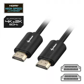 Cabo HDMI High Speed SHARKOON - Ultra HD 4K M/M 7,5m
