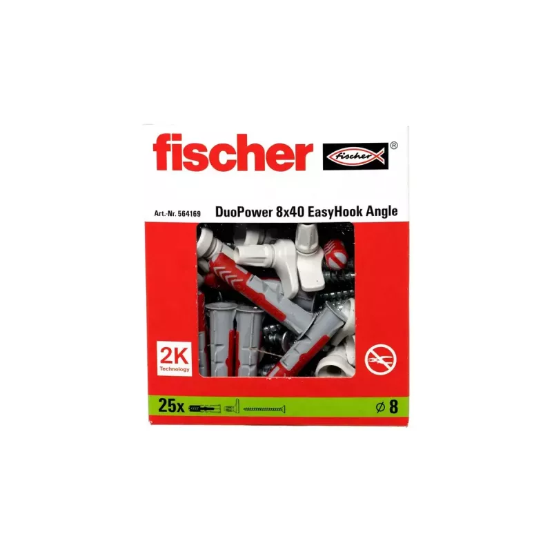 Conjunto de ganchos de rosca e buchas Fischer 564169 25 unidades plástico 8 mm