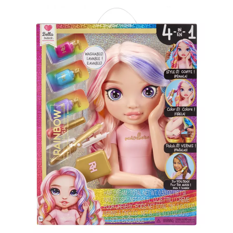 Rainbow High Cabeça de styling conjunto de brincar, cabeça de boneca de maquilhagem/penteados, feminino, 4 ano(s), rapaz/rapariga, multicolor