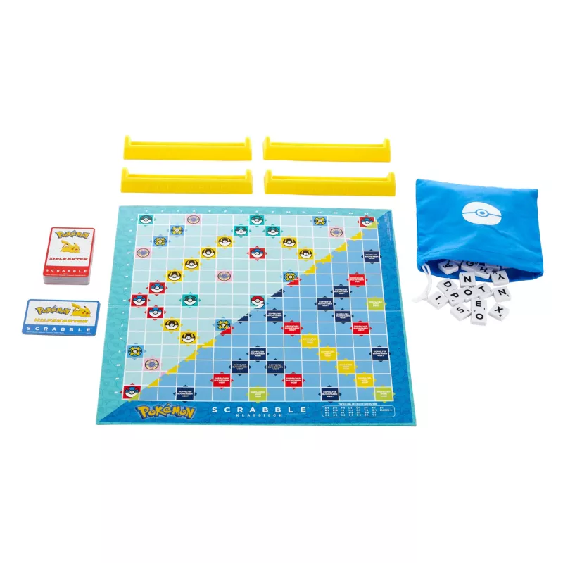 Jogo Scrabble Pokémon Jogo de tabuleiro, jogo de família clássico com duas variantes para 2-4 jogadores, edição alemã