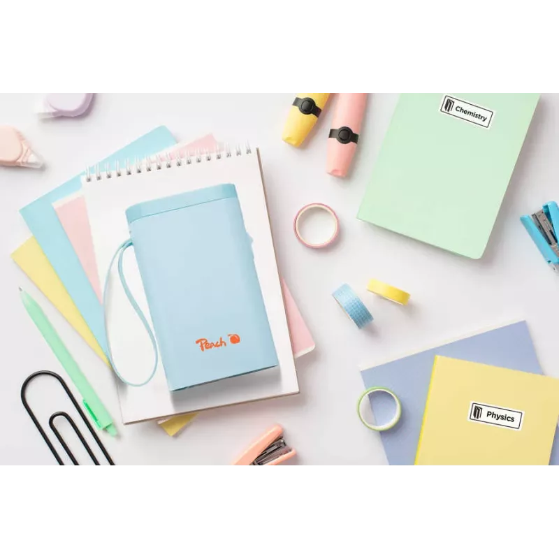 Peach PE110 impressora de etiquetas, impressão térmica direta, Bluetooth, bateria integrada, azul
