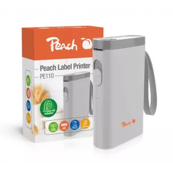 Peach PE110 impressora de etiquetas, impressão térmica direta, Bluetooth, bateria integrada, branca
