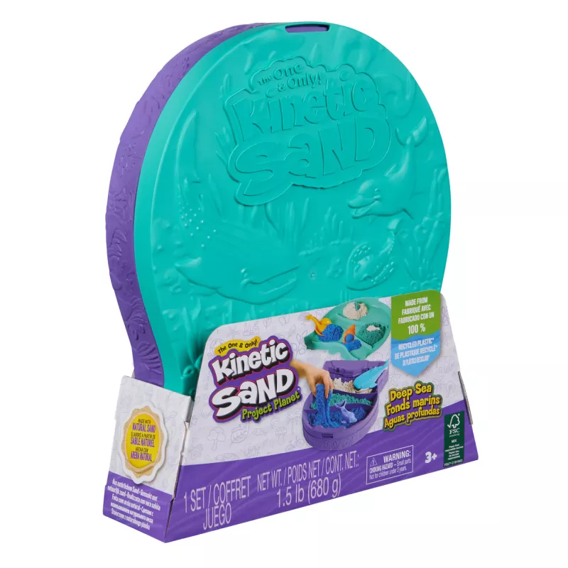 Kinetic Sand infantil Spinmaster Project Planet Deep Sea — 680 g de areia de brincar com ferramentas de criaturas marinhas, multicolor