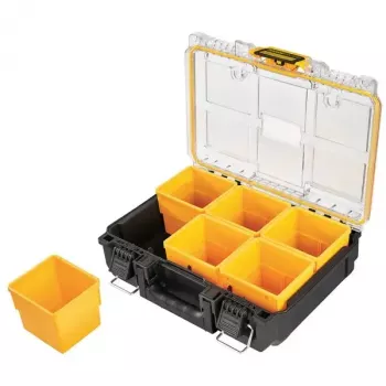 Caixa de armazenamento de ferramentas DeWALT ToughSystem 2.0 preto transparente amarelo 6 bolsas