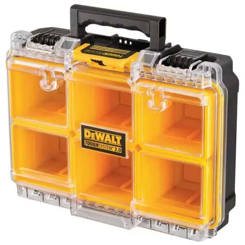 Caixa de armazenamento de ferramentas DeWALT ToughSystem 2.0 preto transparente amarelo 6 bolsas
