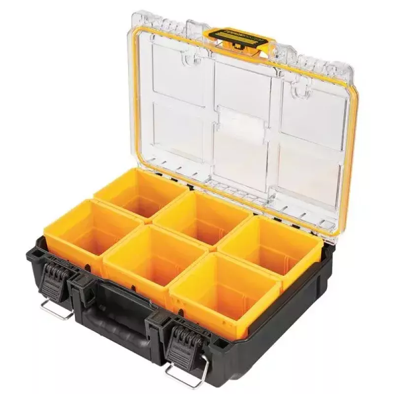 Caixa de armazenamento de ferramentas DeWALT ToughSystem 2.0 preto transparente amarelo 6 bolsas