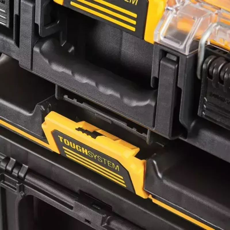 Caixa de armazenamento de ferramentas DeWALT ToughSystem 2.0 preto transparente amarelo 6 bolsas