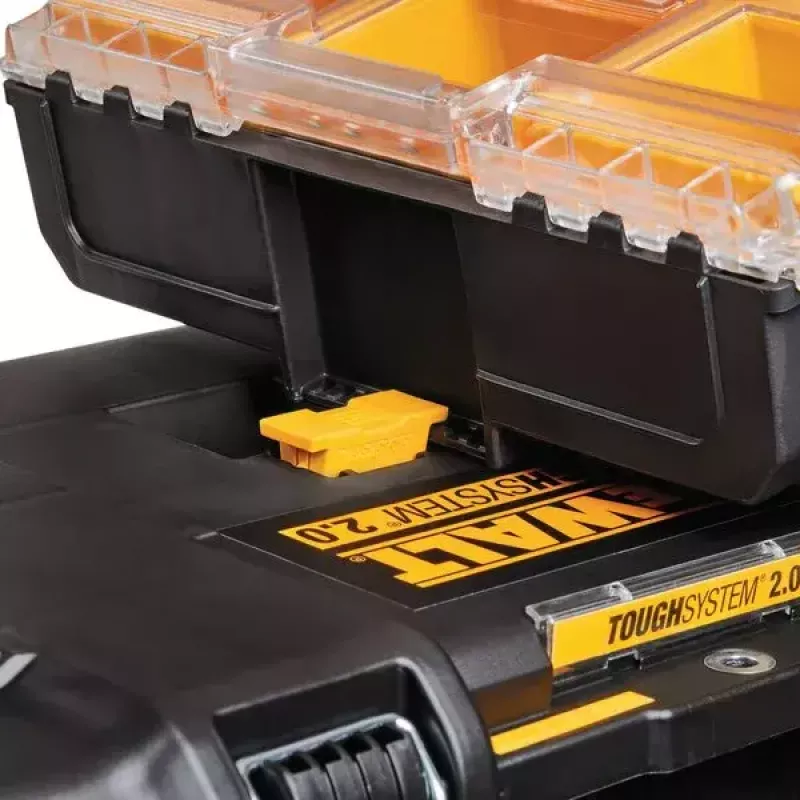 Caixa de armazenamento de ferramentas DeWALT ToughSystem 2.0 preto transparente amarelo 6 bolsas
