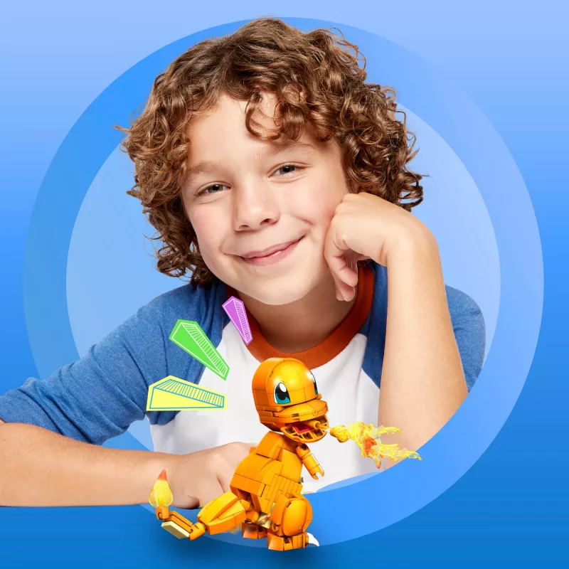 Conjunto de construção MEGA Pokémon Build & Show Charmander, 10 cm de altura,