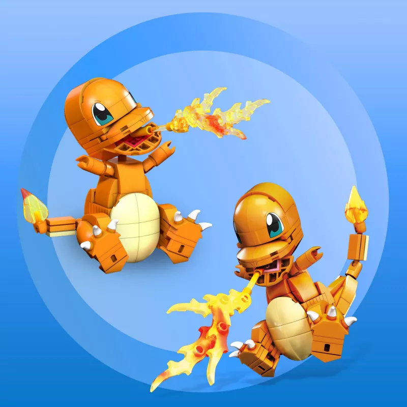 Conjunto de construção MEGA Pokémon Build & Show Charmander, 10 cm de altura,