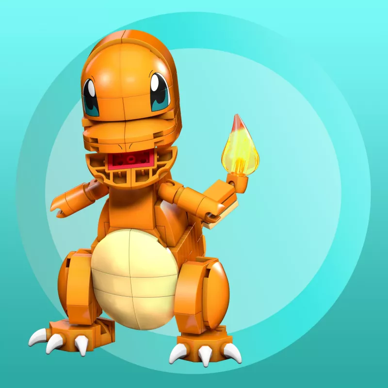 Conjunto de construção MEGA Pokémon Build & Show Charmander, 10 cm de altura,