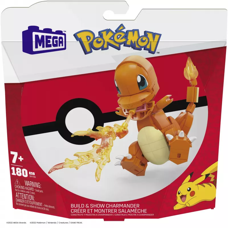 Conjunto de construção MEGA Pokémon Build & Show Charmander, 10 cm de altura,