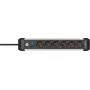 Extensão elétrica Brennenstuhl 1391030600 3 m 6 tomadas AC interior preto prateado
