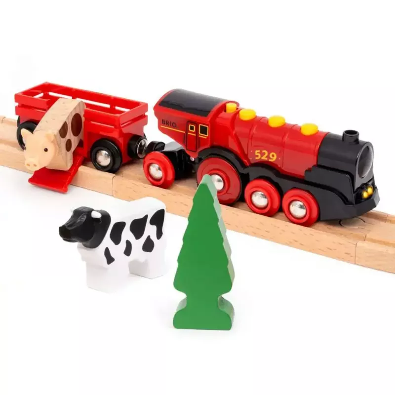 Ravensburger BRIO World conjunto de comboio da quinta Rote Lola – conjunto de comboio de brinquedo de madeira