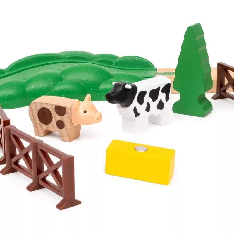 Ravensburger BRIO World conjunto de comboio da quinta Rote Lola – conjunto de comboio de brinquedo de madeira