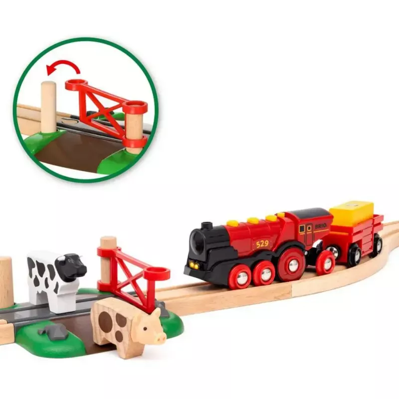 Ravensburger BRIO World conjunto de comboio da quinta Rote Lola – conjunto de comboio de brinquedo de madeira